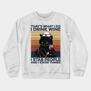 Cat Nurse Coffee Drink Coffee Stab People Crewneck Sweatshirt